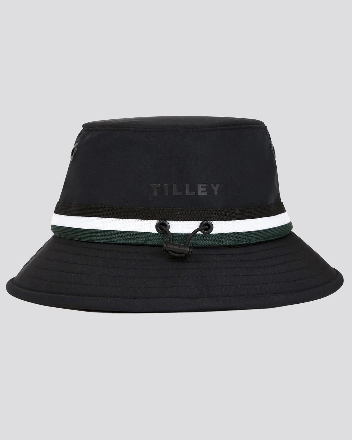 Ribbon Bucket Hat Black/Pine Green Stripe