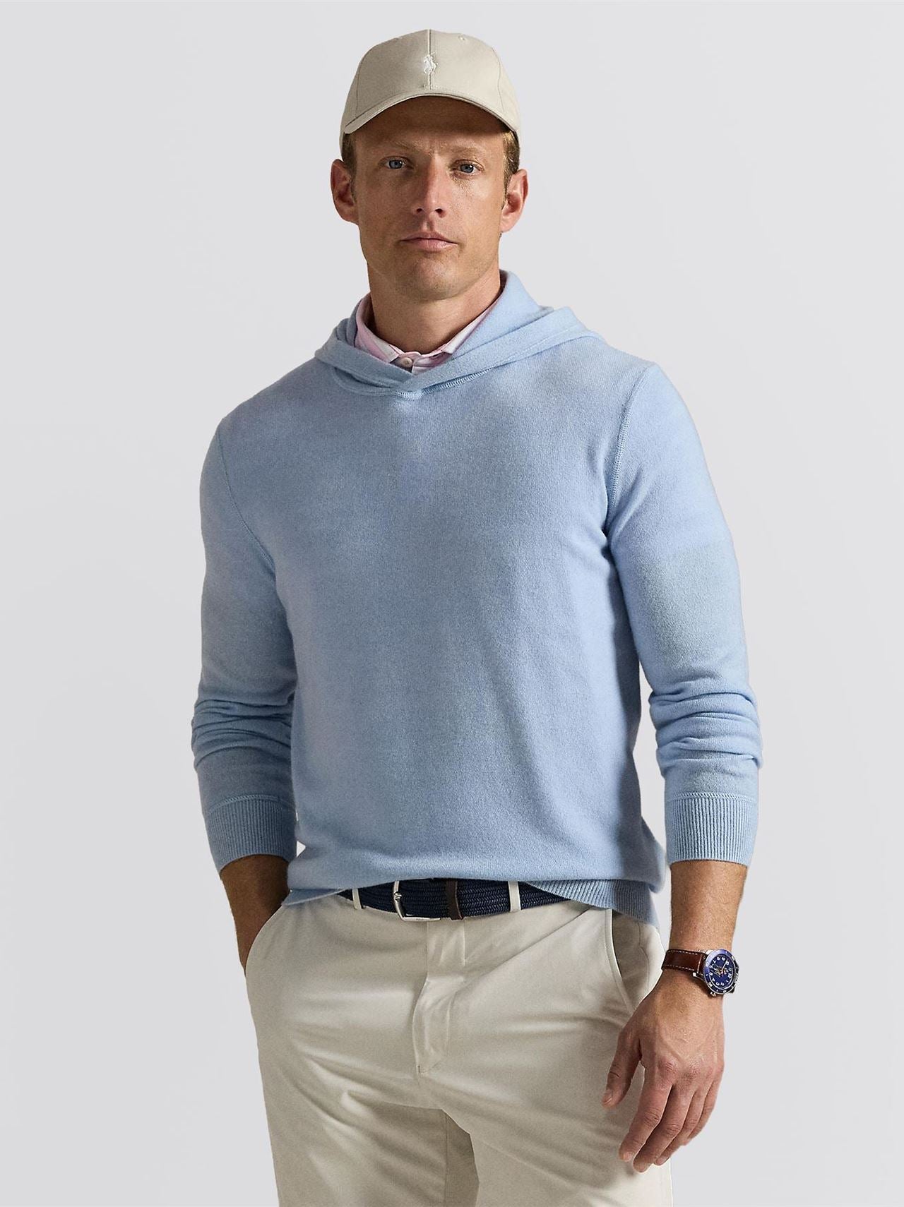 RLX Washable Cashmere Hoodie Office Blue
