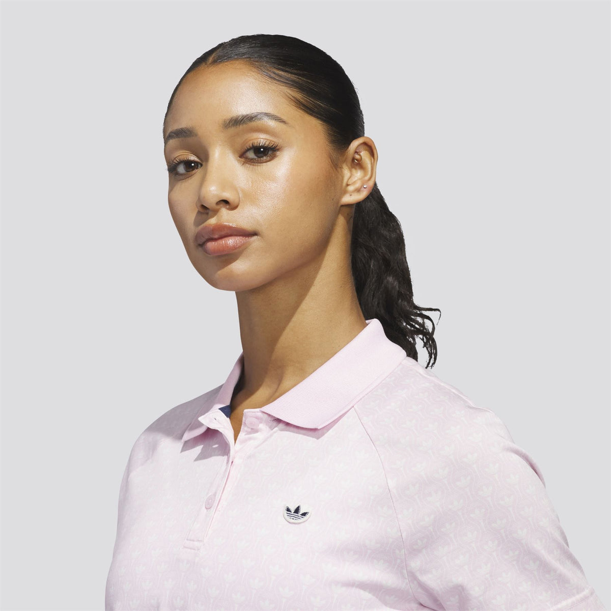 Womens Originals All Over Trefoil Polo Clear Pink/Chalk White