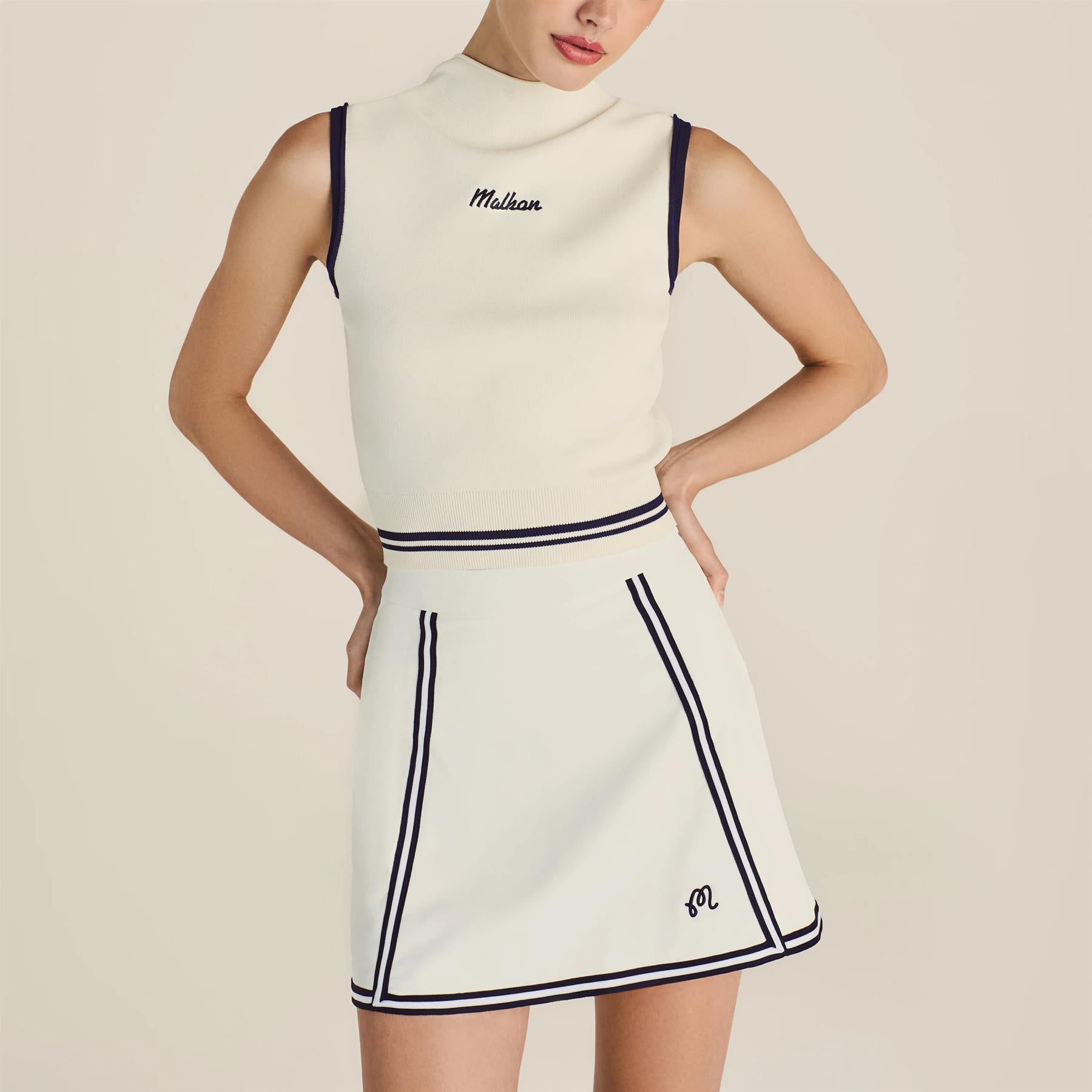 ◆Malbon Golf◆ A-line Essential Skort IVORY WOMAN Malbon Golf Lia Skirt Ivory | TRENDYGOLF USA