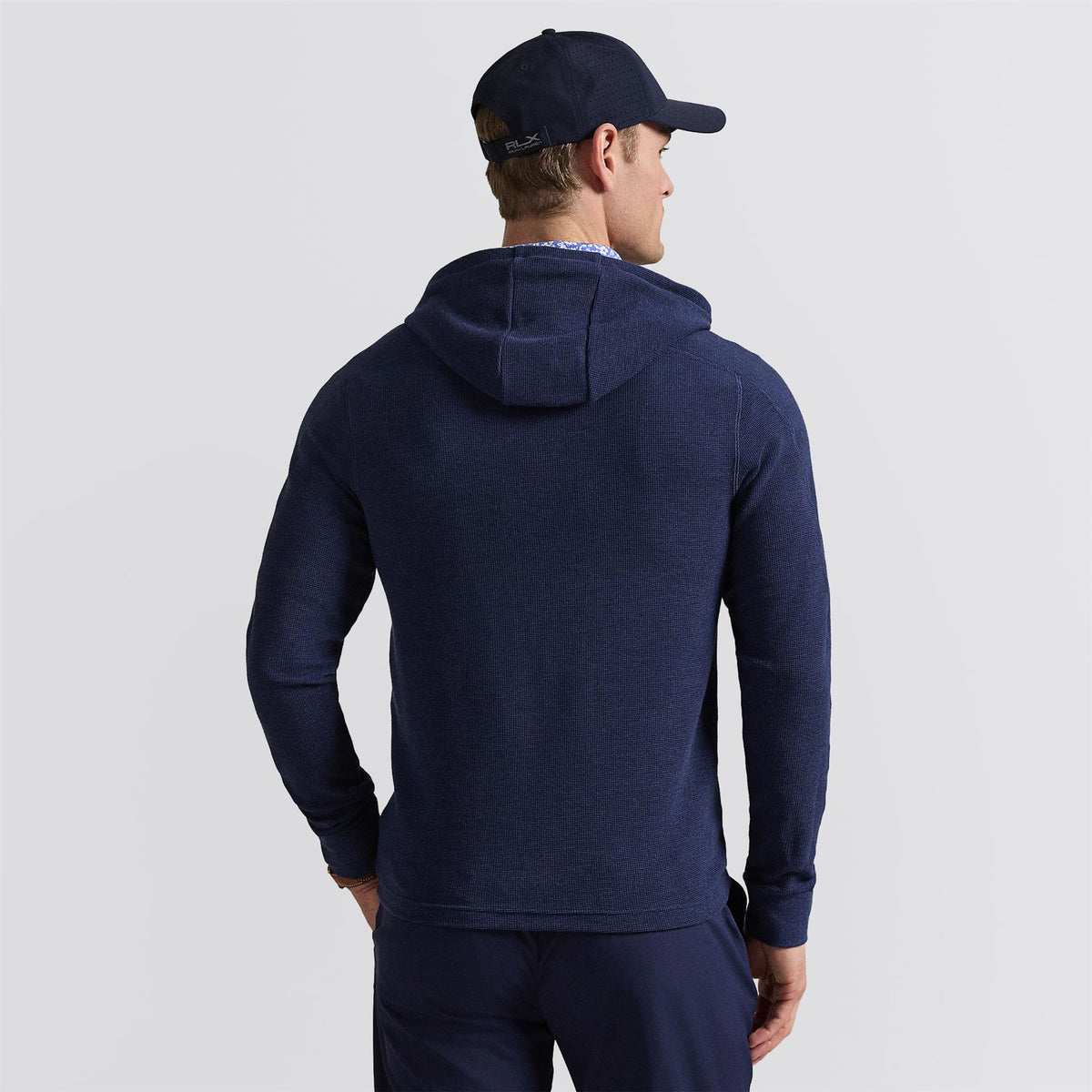 RLX Performance Tech Waffle Knit Hoodie Spring Navy Heather