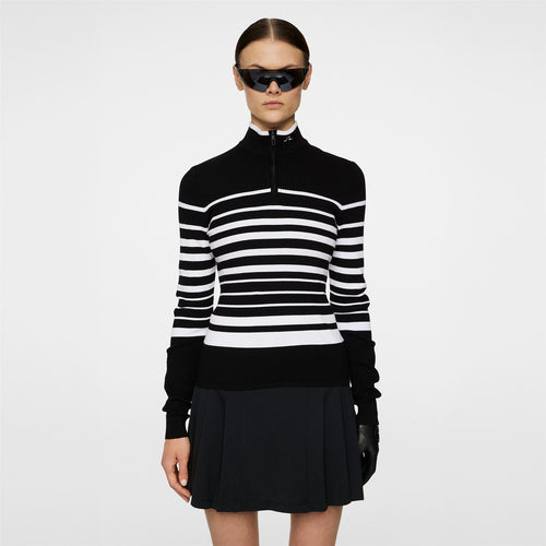Womens Cheryl Poly Blend Knitted Zip Sweater Black