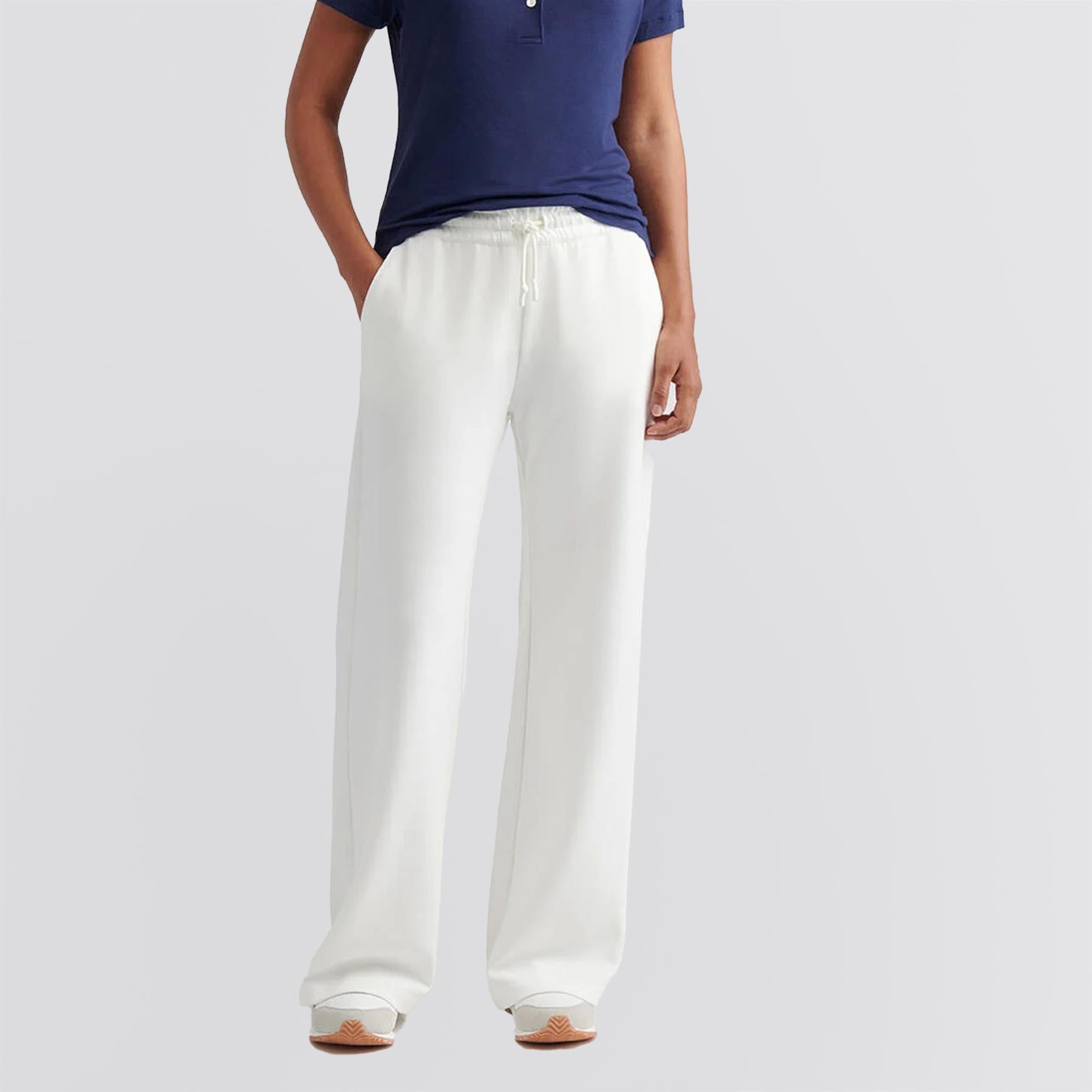 Womens Flora Knit Track Pants Soft White