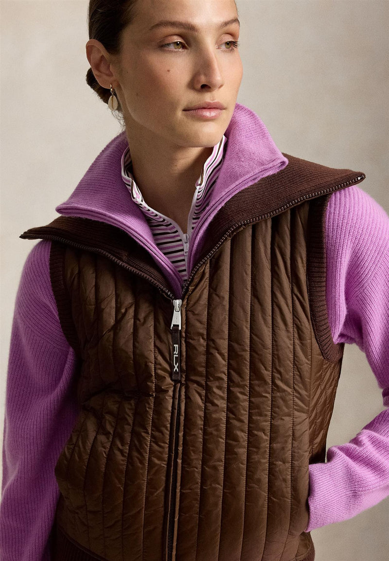 RLX Womens Wool Blend Sweater Vest Chocolate Mousse