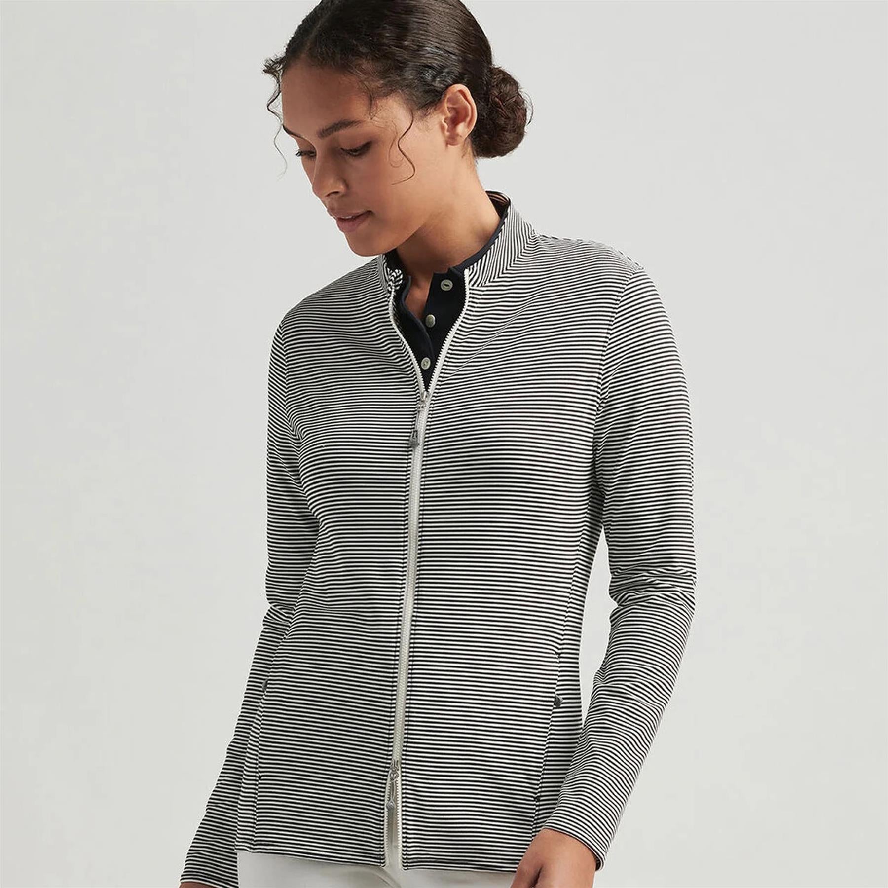 Womens Vista Stripe Katy Full Zip Layer Black/Ivory