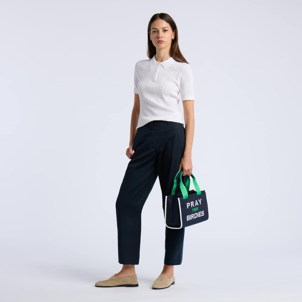 Womens Pointelle G Sweater Polo Snow