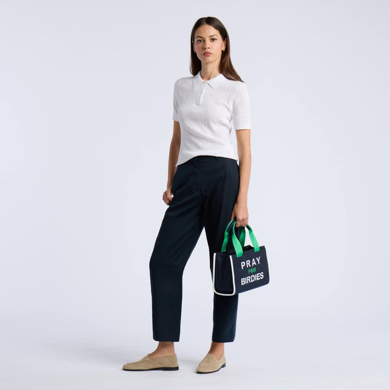 Womens Pointelle G Sweater Polo Snow